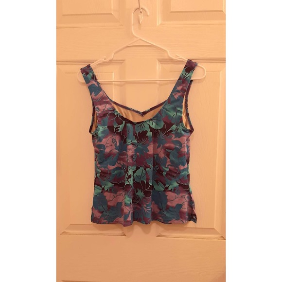 Blue Floral Island Tankini Top Size Size 14 - Picture 2 of 3